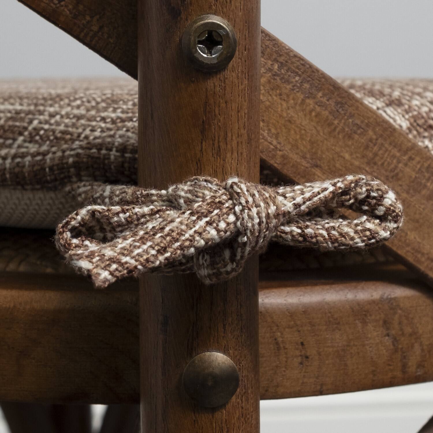 Left. Sweet Home Collection - Aria Memory Foam Non-Slip 16" x 16" Chair Cushion Pad with Ties, 4-Pack - Dark Brown.