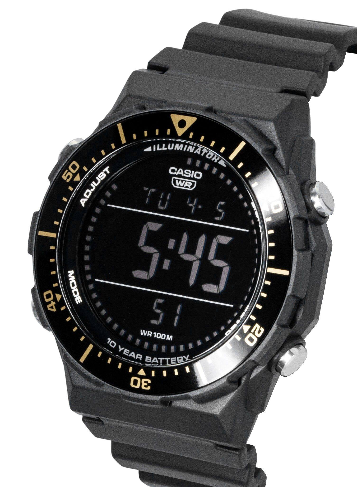 ILLUMINATORI 50 CASIO WR ADJUST TU-4-5 MODE 5:45 40 51 WR 100M 20 10 YEAR BATTERY 30