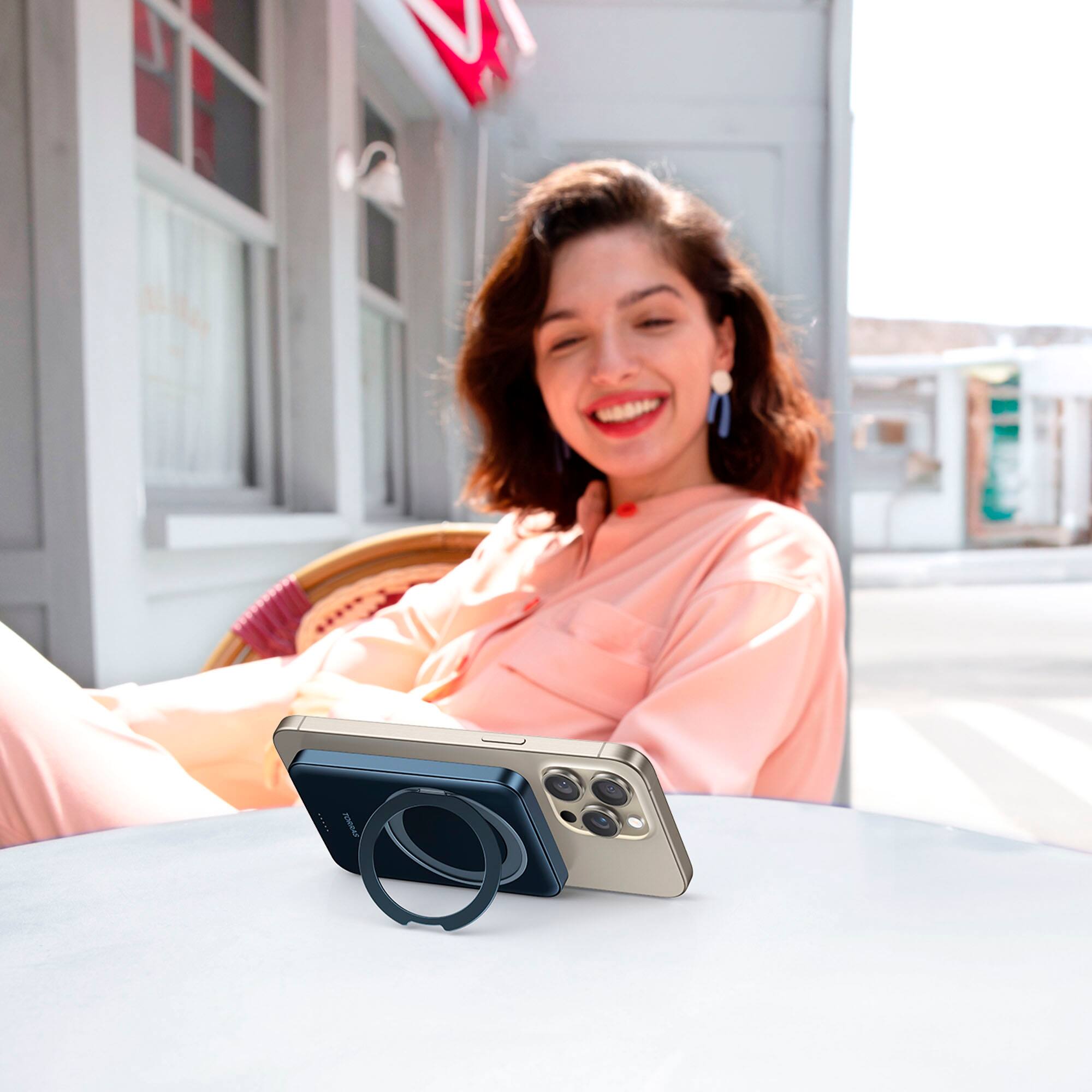 Alt View 14. TORRAS - Ostand Magnetic Power Bank 5000mAh with 360° Rotatable Stand - Black.