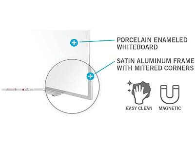 PORCELAIN ENAMELED WHITEBOARD  
SATIN ALUMINUM FRAME WITH MITERED CORNERS  
EASY CLEAN MAGNETIC