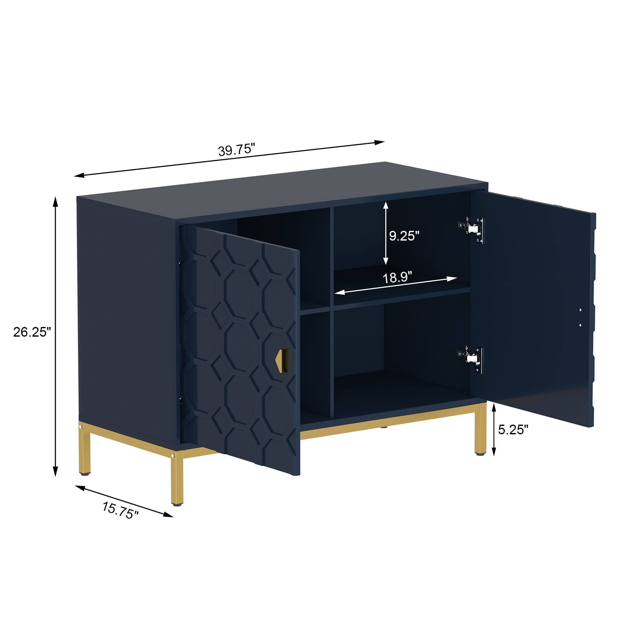 39.75" - height
26.25" - width
15.75" - depth
9.25" - depth of the drawer
18.9" - width of the drawer
5.25" - height of the drawer