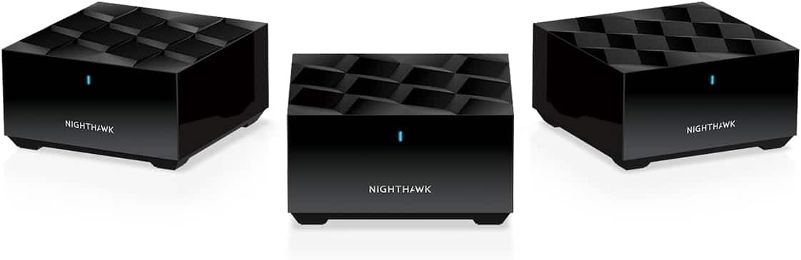 NETGEAR - Nighthawk Tri-Band Whole Home Mesh WiFi 6 System (MK73S) – Router + 2 Satellite Extenders - 3Gbps Speed - Covera