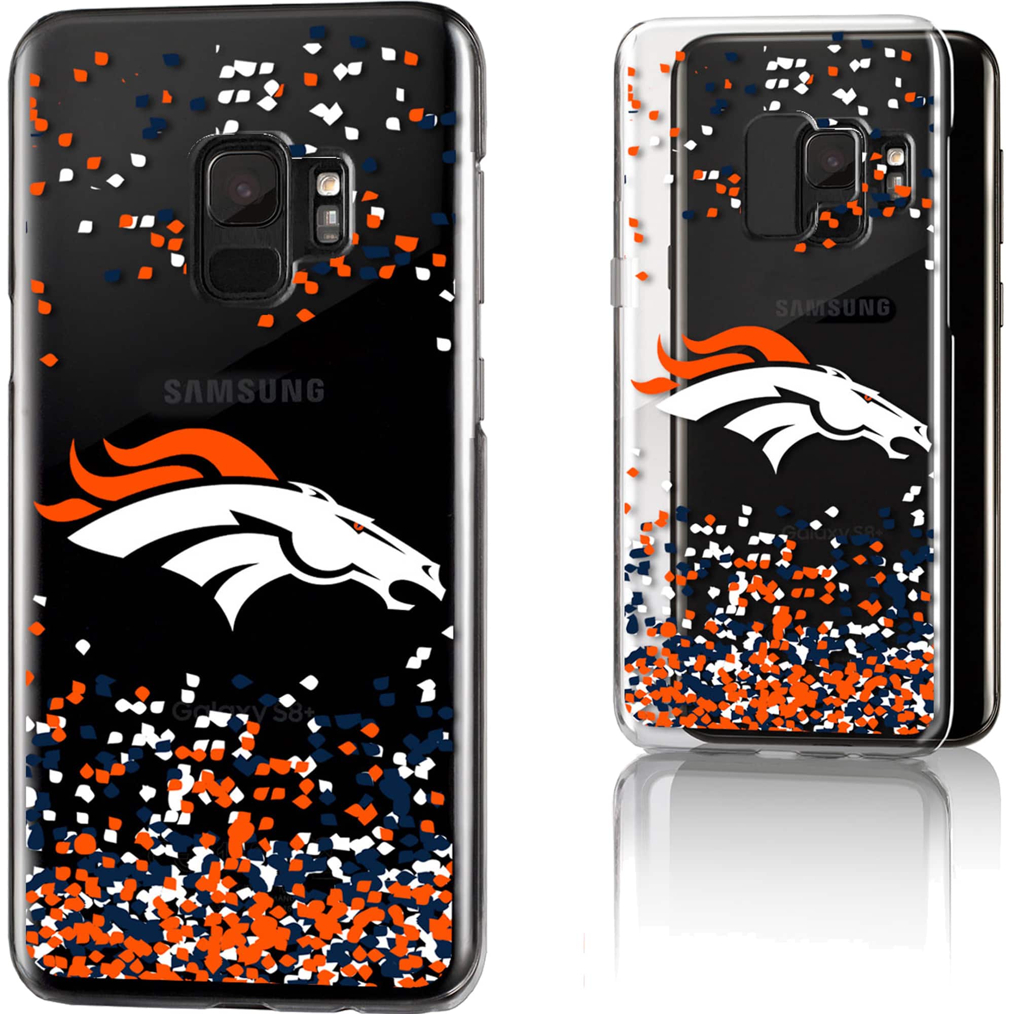 Keyscaper - NFL - Denver Broncos - Galaxy Clear Case with Confetti Design - S23 Ultra - Multicolor