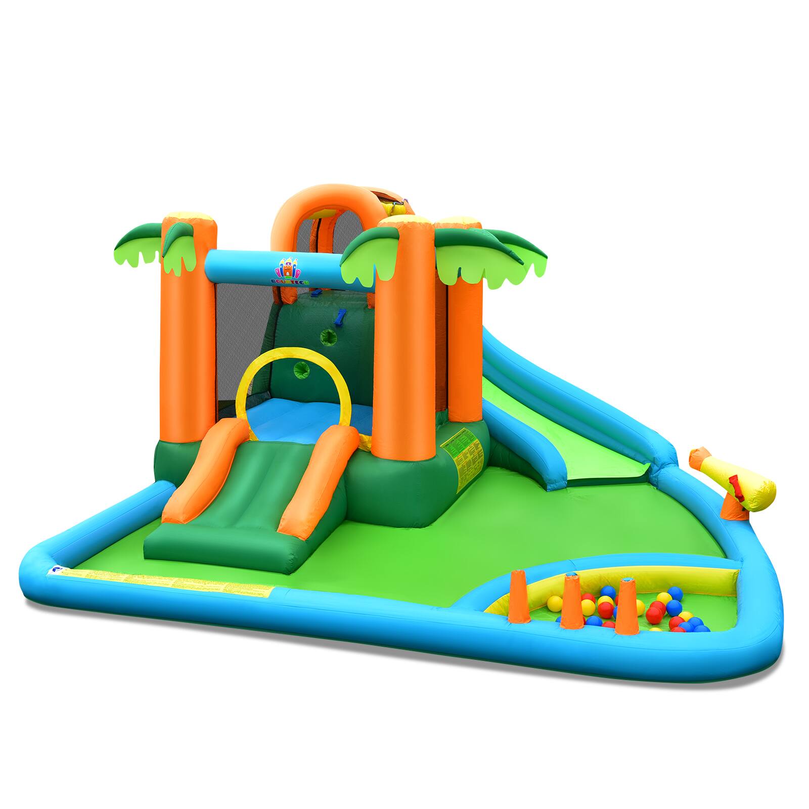 Alt View 2. SlickBlue - Outdoor Inflatable Water Slide Park with Upgraded Handrail, No Blower - Multicolor.