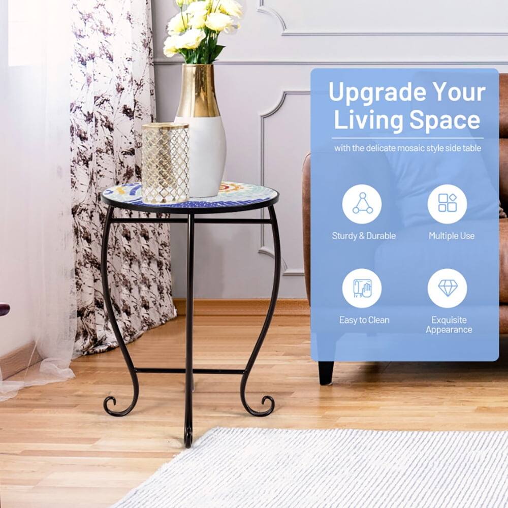 Upgrade Your Living Space with the delicate mosaic style side table

- Sturdy & Durable
- Multiple Use
- Easy to Clean
- Exquisite Appearance