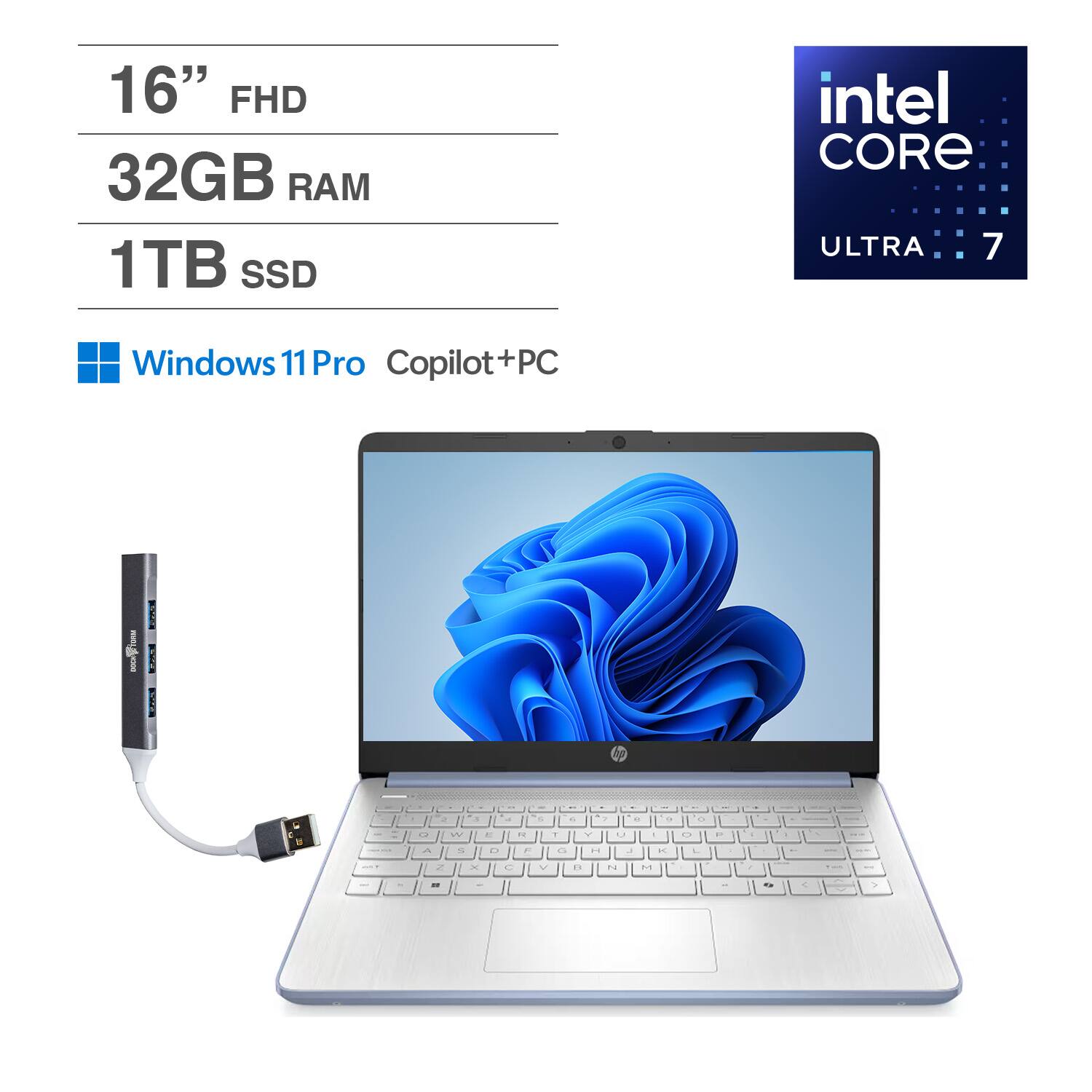 Lenovo - ThinkPad E16 Gen 2 Laptop 16.0 FHD (Intel Ultra 7 155U, 32GB DDR5, 1TB PCIe SSD, Win 11 Pro) w/USB Hub - Black