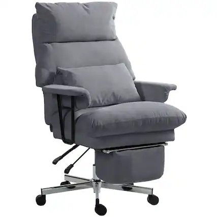 Front. Homcom - Office Chair with Lumbar Support, Footrest - Gray.