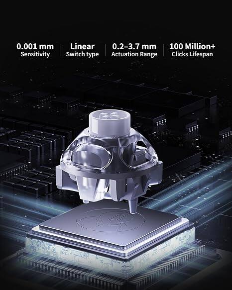 0.001 mm Sensitivity  
Linear Switch type  
0.2-3.7 mm Actuation Range  
100 Million+ Clicks Lifespan
