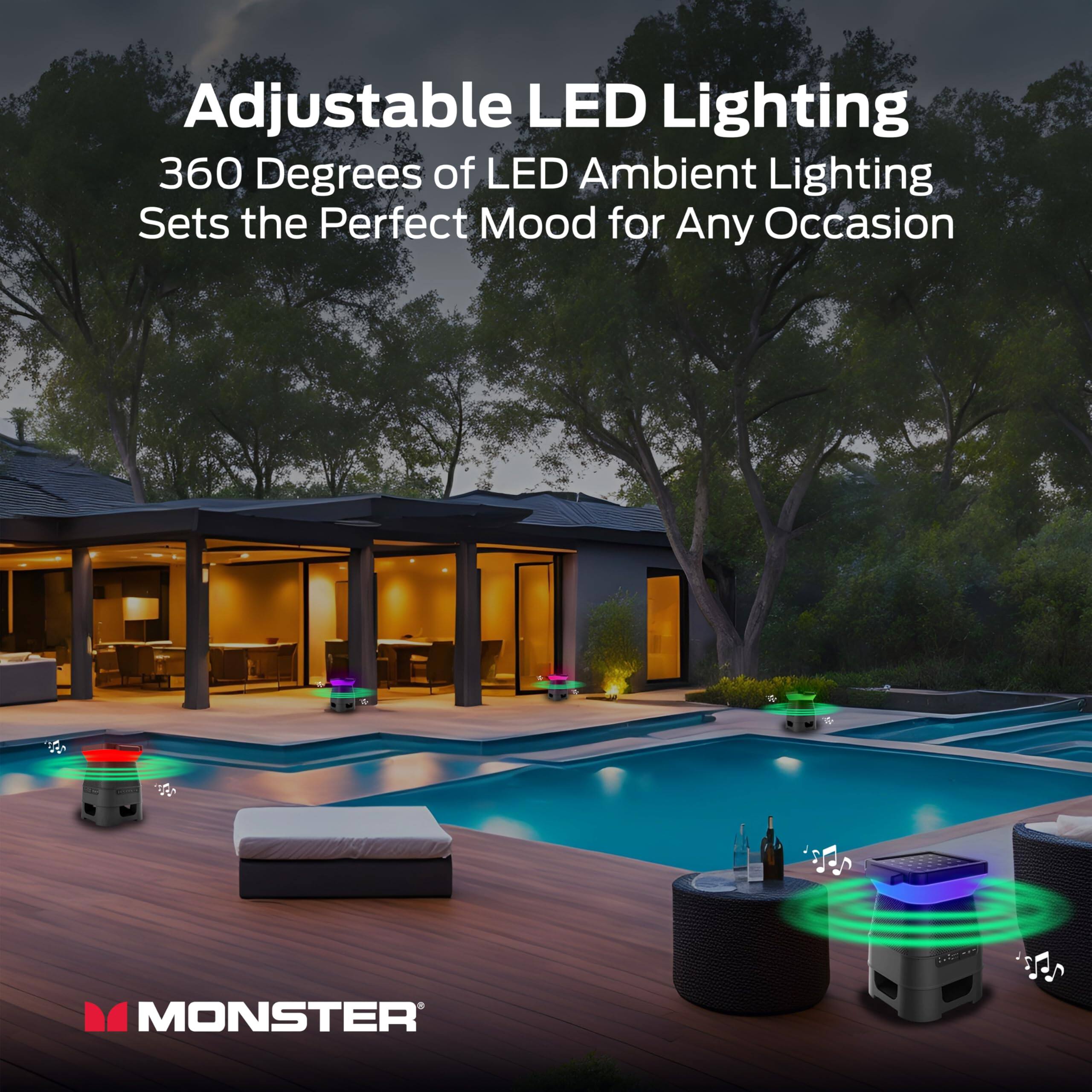Adjustable LED Lighting  
360 Degrees of LED Ambient Lighting  
Sets the Perfect Mood for Any Occasion  

MONSTER