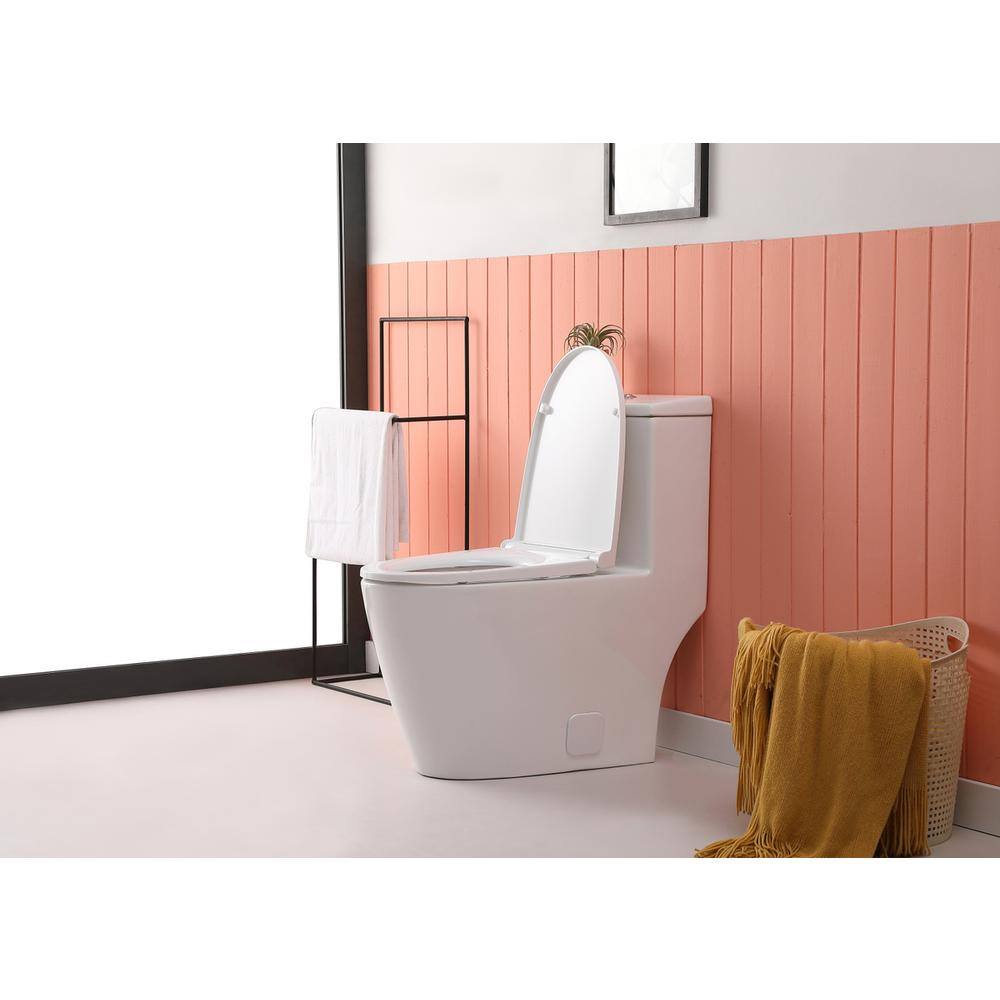 Alt View 8. Elegant Kitchen and Bath - Winslet One-piece elongated Toilet 28x16x29 in White - White.
