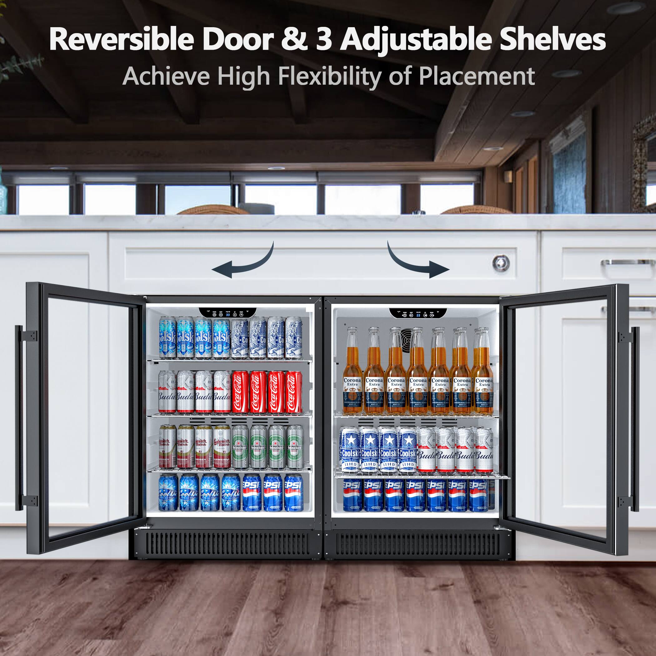 Reversible Door & 3 Adjustable Shelves  
Achieve High Flexibility of Placement