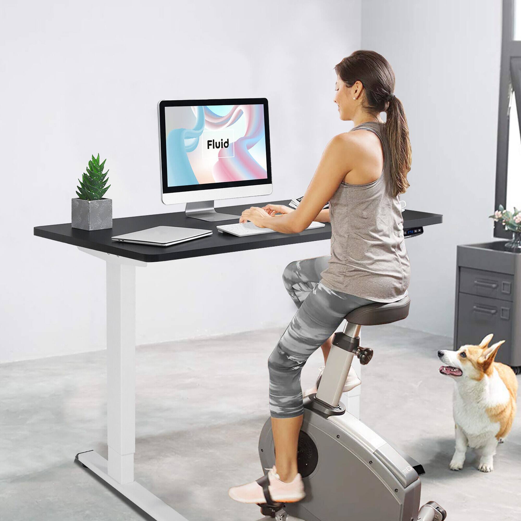 Alt View 4. Gymax - Gymax Electric Sit Stand Desk Frame Dual Motor Standing Desk Base w/ Cable Tray White - White.