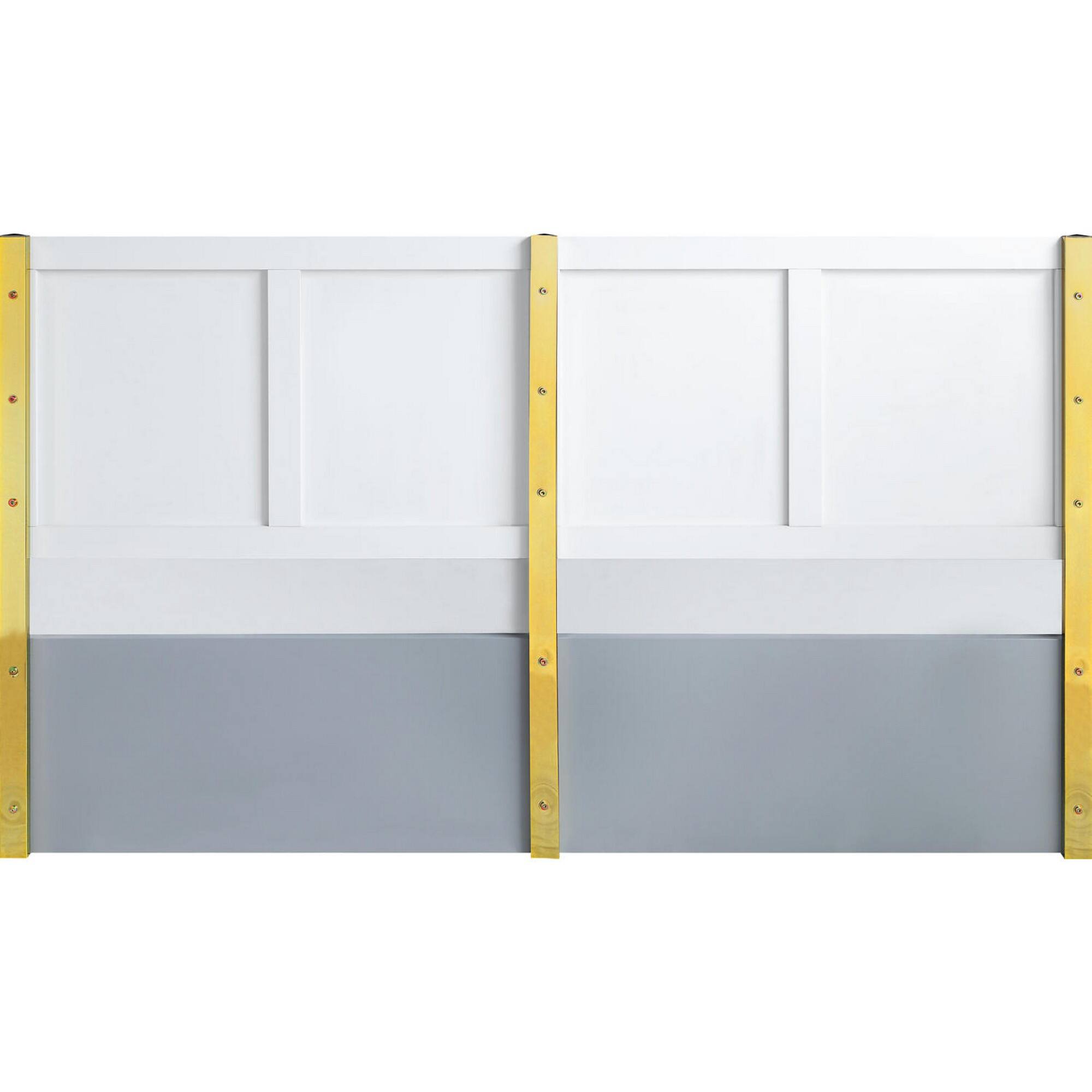 Alt View 3. Manhattan Lane - Tyra Modern King Bed, Panel Headboard, Luxury Textured Chevron, Gray, Gold - Gray, Gold.