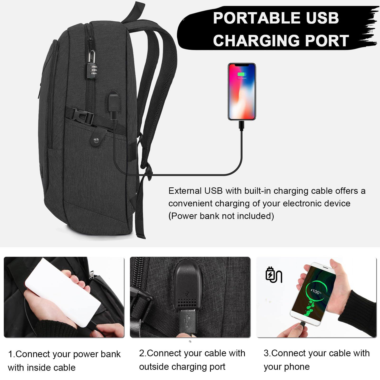 Left. Live At Space - Business Travel Laptop Backpack  Anti Slim Bag With Usb Charging Port For Men And Women Water Resistant Computer Fits - Yellow-15.6 inch.