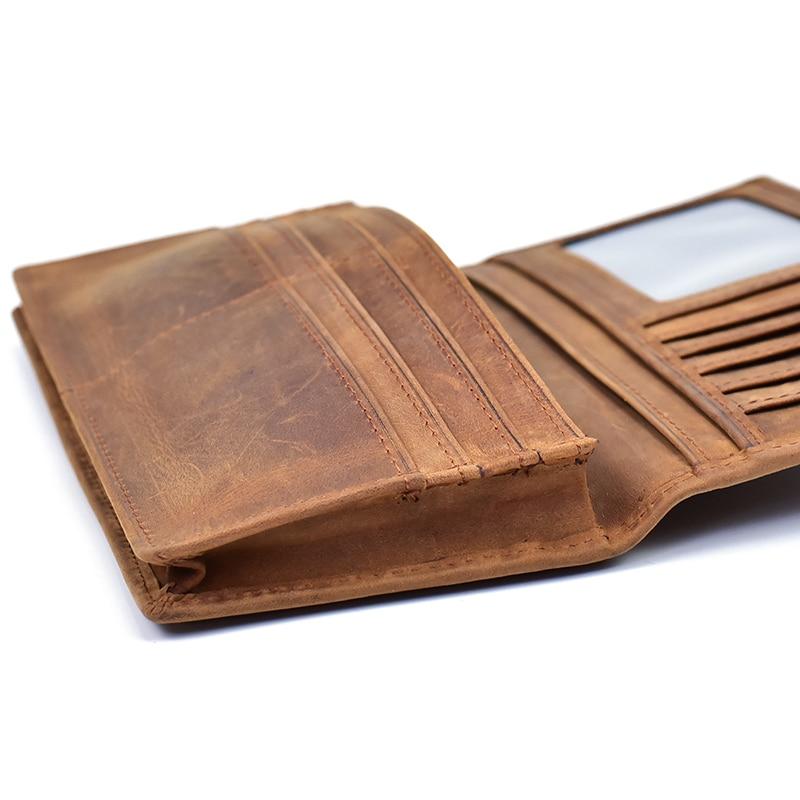 Left. Steel Horse Leather - The Pathfinder Bifold Wallet | Genuine Leather Pocket Book - Brown.