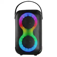 Front. iQ Sound - Karaoke Kraze 2 x 4-Inch Portable Bluetooth Speaker - Black.