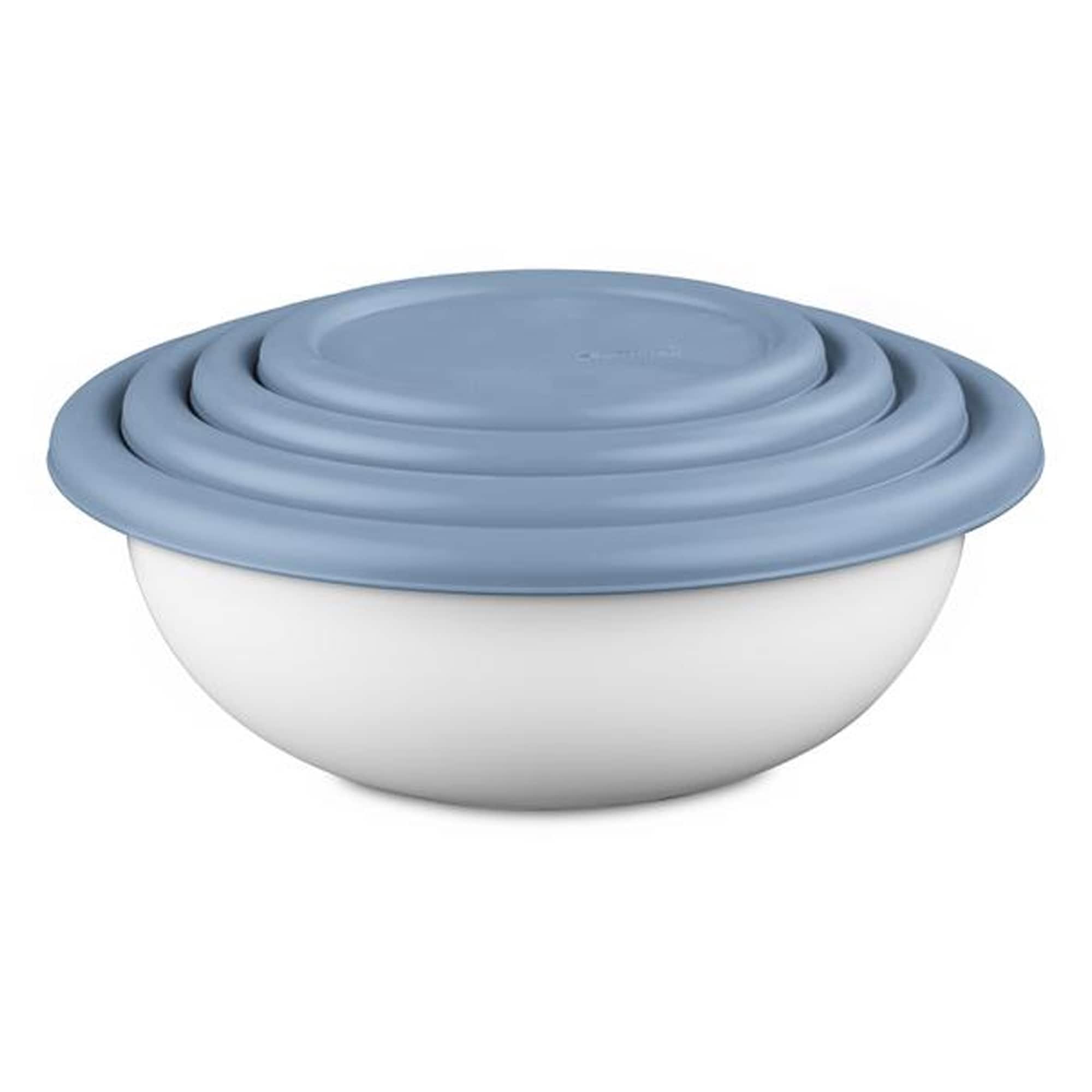 Sterilite - Nesting Mixing Covered Bowl Set with Lids, (Set of 6) - Washed blue