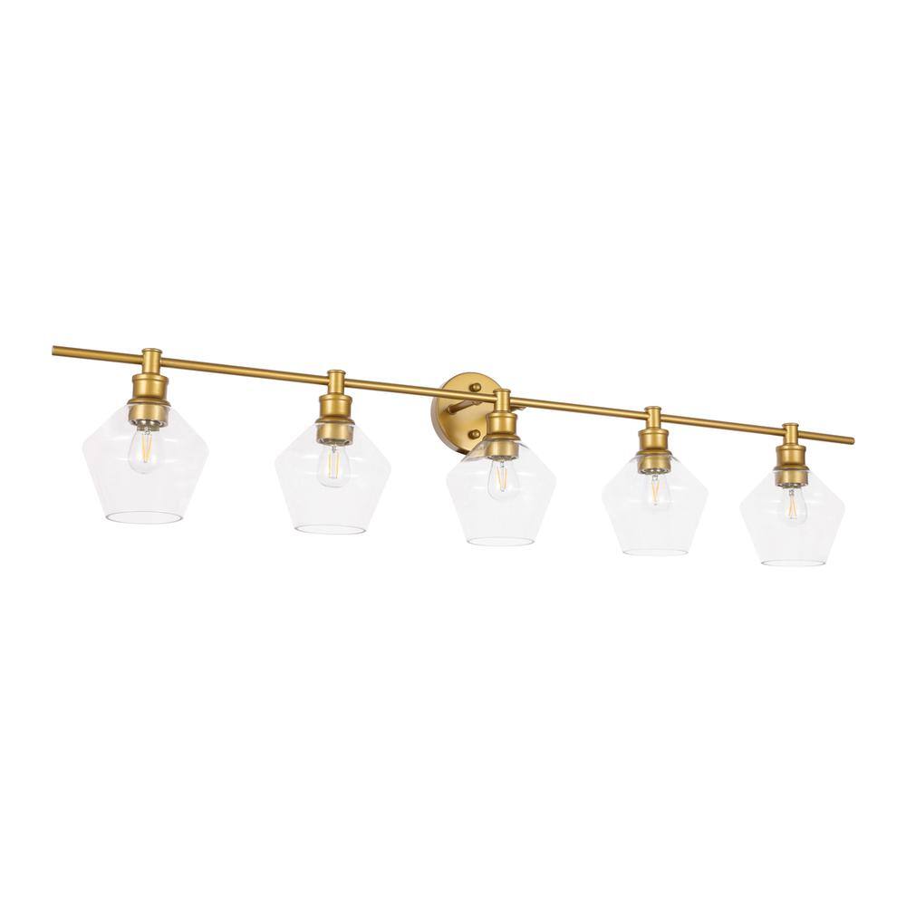 Left. Living District - Gene 5 light Brass and Clear glass Wall sconce - Brass And Clear Glass.