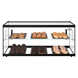 Koolmore - 33 in. 2 Tiered Pastry Display Case With Shelf and Sliding Door, 3.2 cu. ft. Capacity, ETL Listed (KM-DC-3CSBK) - Black