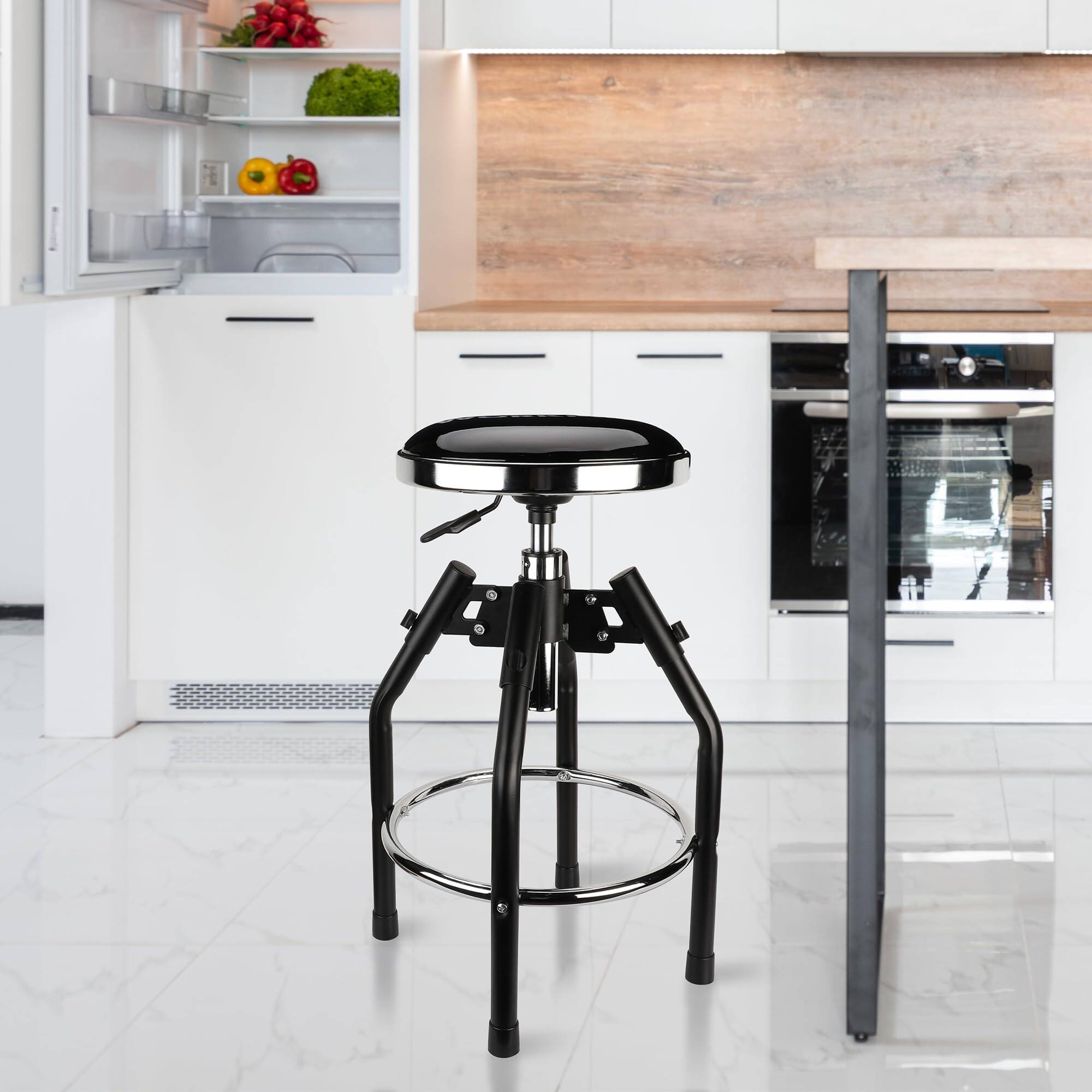 Left. JETRANSPORT - Heavy Duty Adjustable Hydraulic Shop Stool Garage Bar 29in To 33.86in 330-pound Capacity Black Stool - Green.