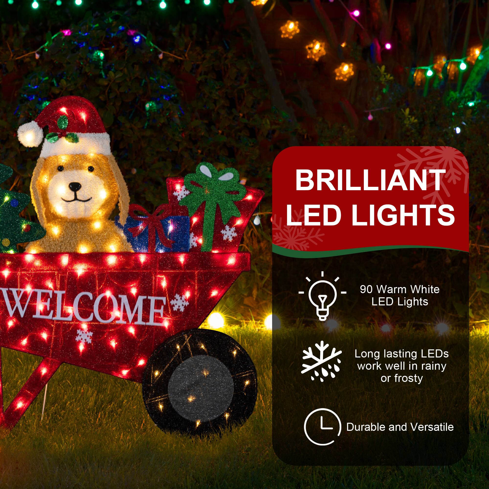 BRILLIANT LED LIGHTS

WELCOME

90 Warm White LED Lights

Long lasting LEDs work well in rainy or frosty

Durable and Versatile