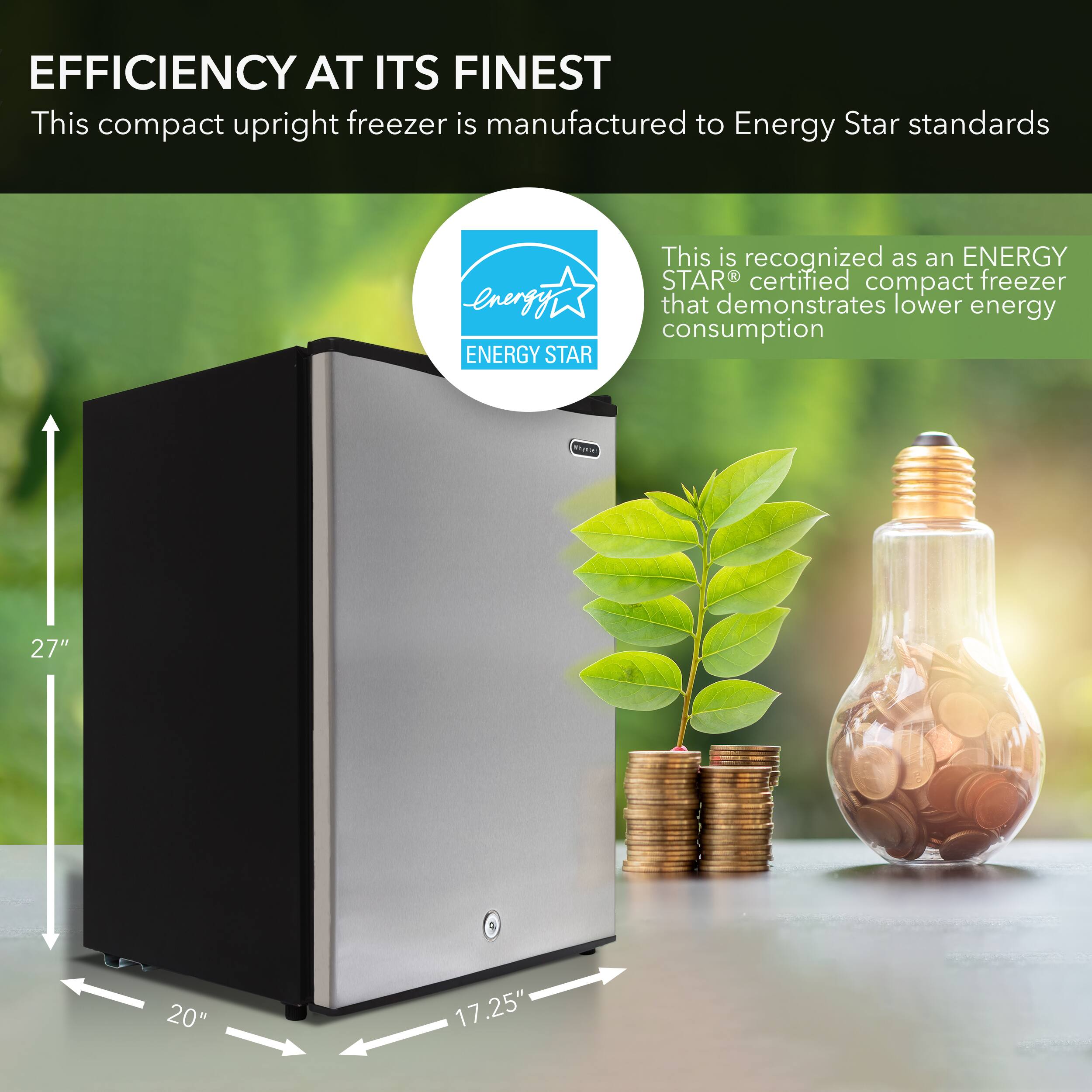 Angle. Whynter - Whynter Energy Star 2.1 cu. ft. Stainless Steel Upright Freezer with Lock - Silver.