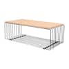 Front. LeisureMod - Walden Modern Ash Wood Veneer Coffee Table with Powder Coated Steel Base for Home Living Room - Black.