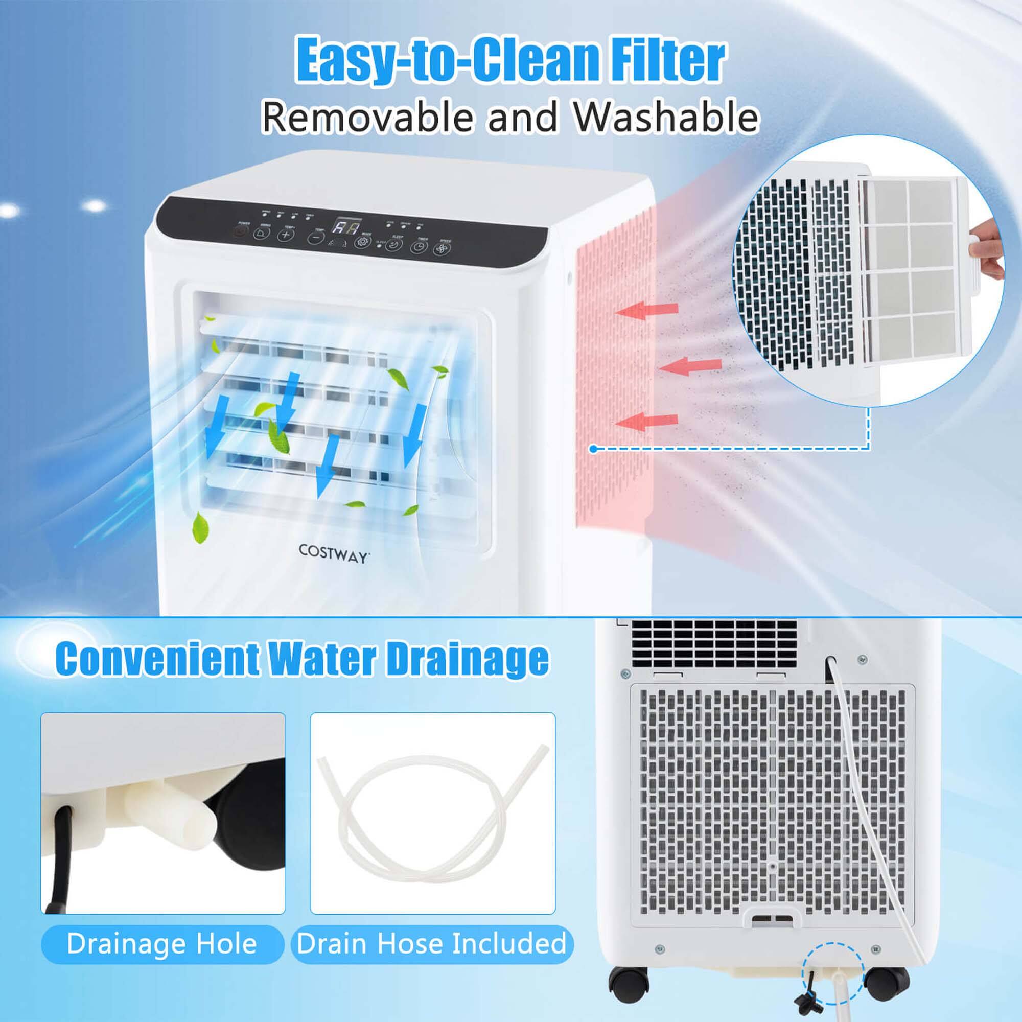 Easy-to-Clean Filter Removable and Washable IET H A COSTWAY Convenient Water Drainage Drainage Hole Drain Hose Included.
