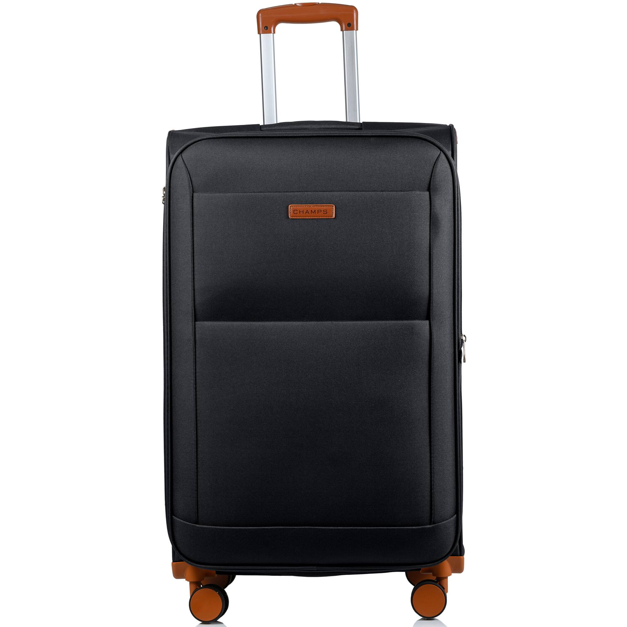 Angle. Champs - Classic Collection 3 Piece Soft Side Luggage Set - Black.