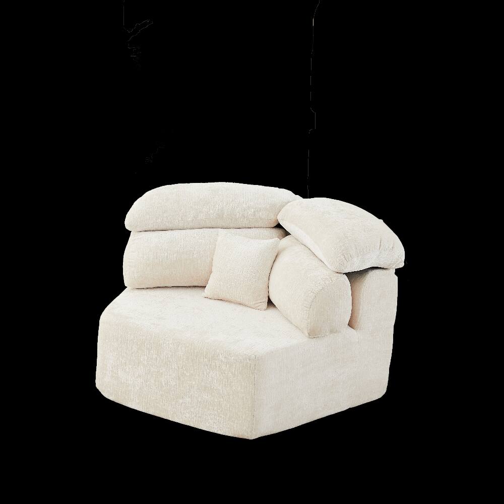 Back. Loheer - Loheer 53-Inch Cream Single Seater Lounge Chair Modular Foam Sofa - Cream.