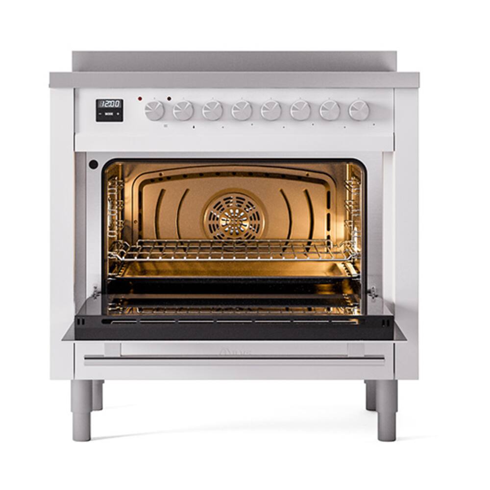 Alt View 4. ILVE - ILVE Professional Plus II 36 inch Induction Range with 6 Induction Elements (White) - White.