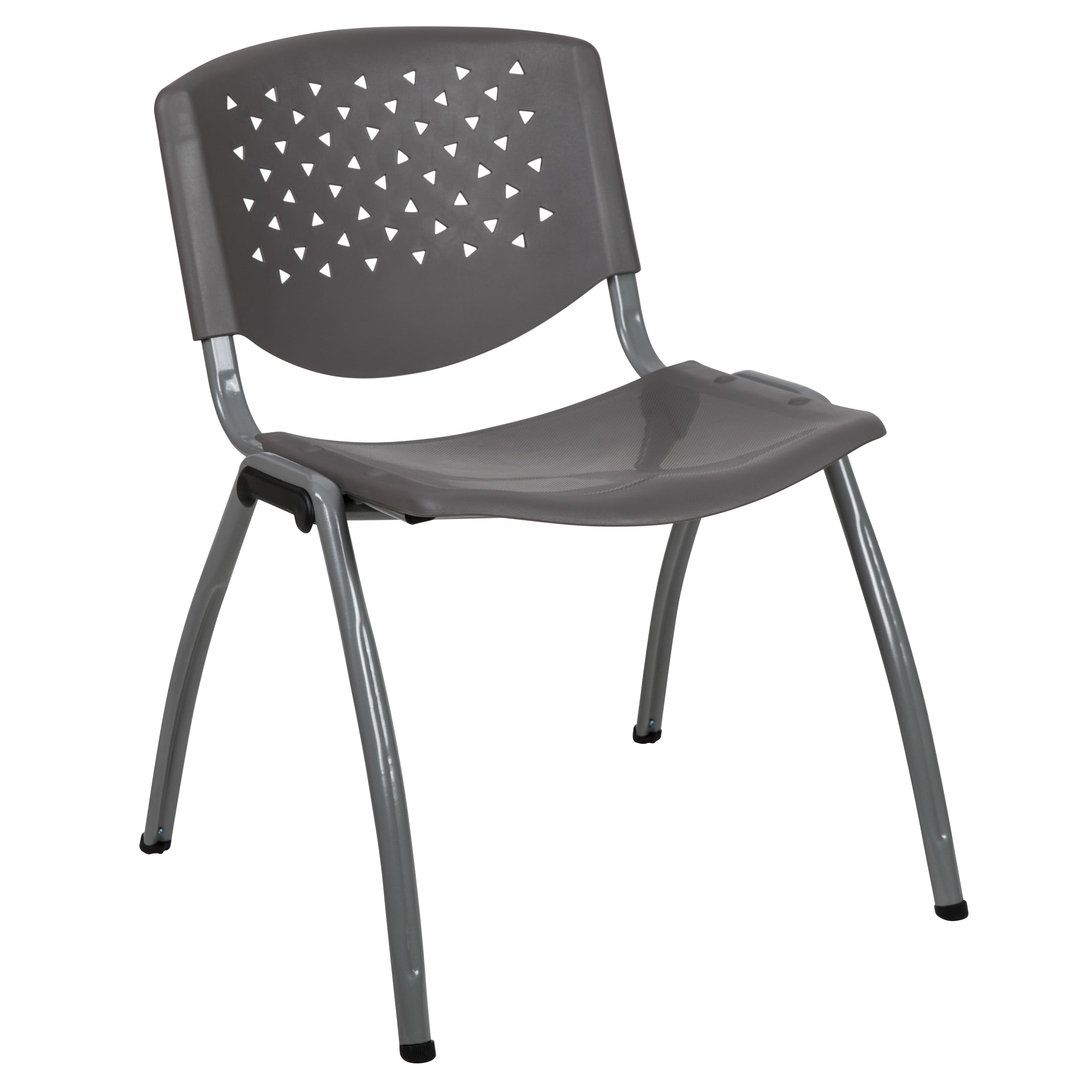 Emma + Oliver - Home and Office Plastic Stack Chair with Perforated Back - Guest Chair - Gray