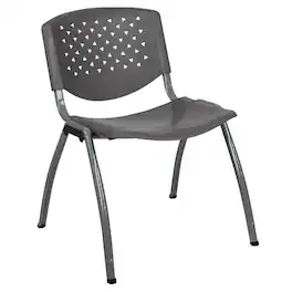 Emma + Oliver - Home and Office Plastic Stack Chair with Perforated Back - Guest Chair - Gray