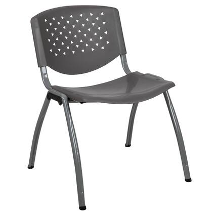 Front. Emma + Oliver - Home and Office Plastic Stack Chair with Perforated Back - Guest Chair - Gray.