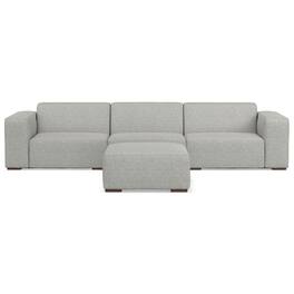 Simpli Home - Rex 3-Seater Modular Sofa and Ottoman Set in Tightly Woven Performance Fabric - Pale Grey