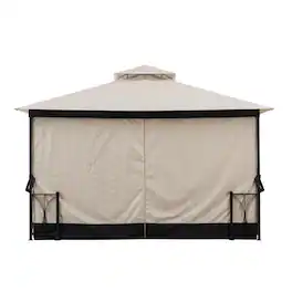 SUNJOY - Replacement Curtain For Moorehead Steel Patio Gazebo (11X13 Ft) A101011500 - Tan+Brown