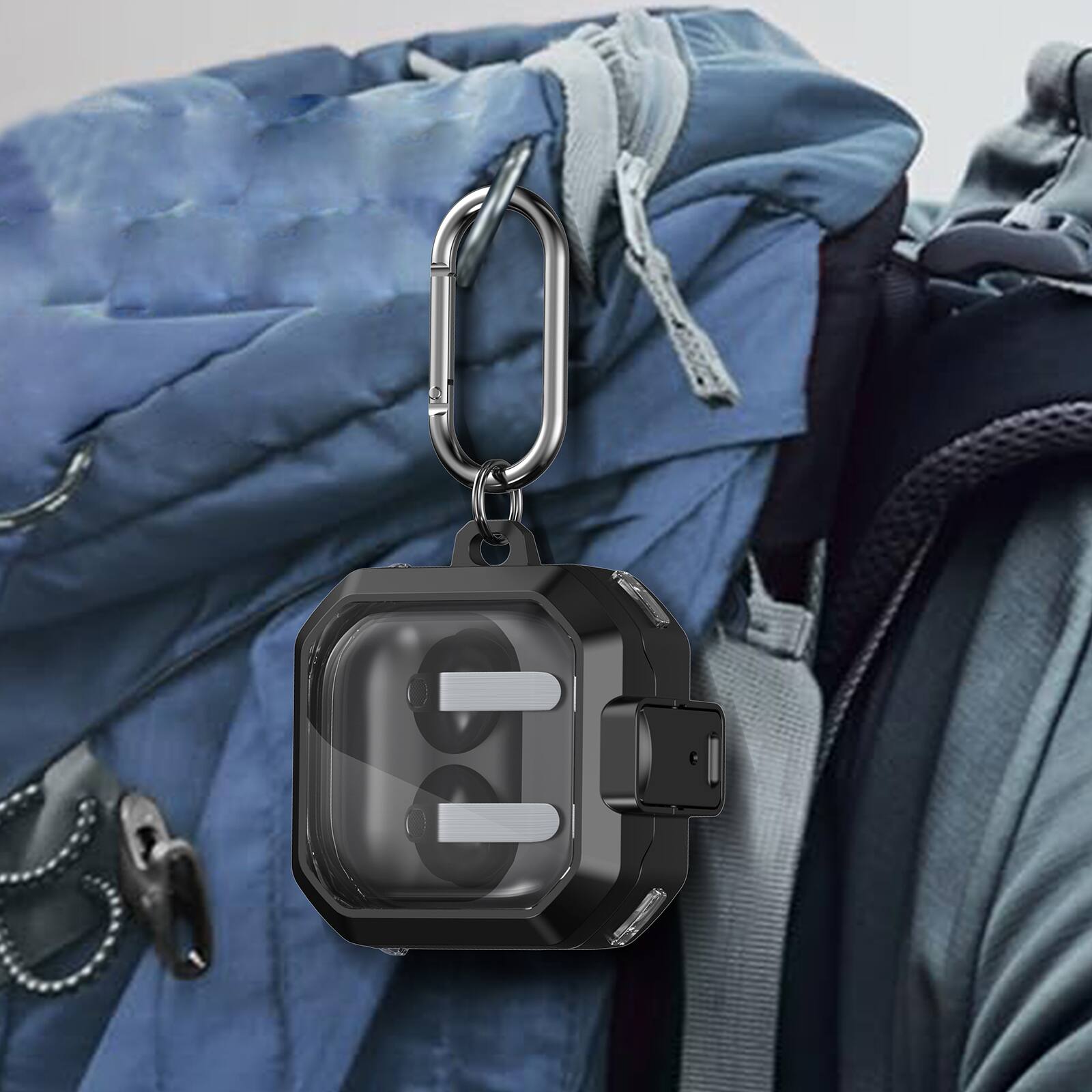 Alt View 2. Dteck - For Galaxy Buds4 / Galaxy Buds4 Pro Shockproof Safety Lock Rugged Headphones Case With Keychain & Clean Pen - Purple.