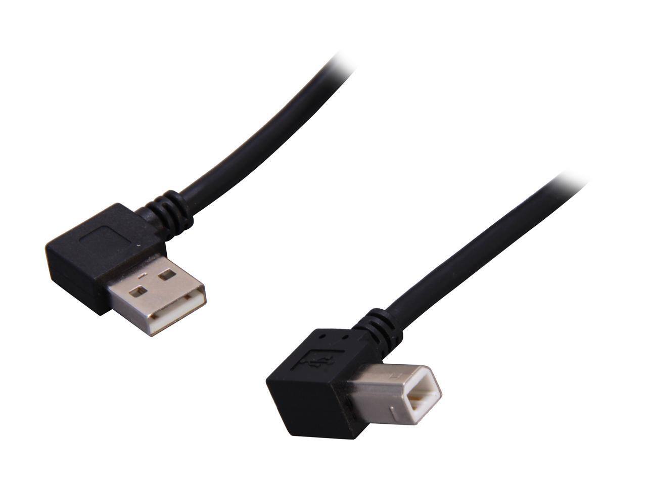 Front. StarTech.com - StarTech.com USB2HAB2RA3 3ft Right Angle USB 2.0 A to B Cable - Black.