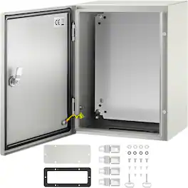 VEVOR - NEMA Steel Case,16 x 12 x 8 inches, NEMA 4X Steel Electric Enclosure, IP66 Rated for Water and Dust Resistance - Gray White
