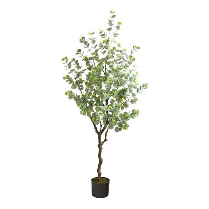 Front. BreeBe - 4.5’ Eucalyptus Artificial Tree - Green.