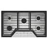 Front. Whirlpool - 36" Built-In Gas Cooktop with 5 Burners and EZ-2-Lift Hinged Cast-Iron Grates - Stainless Steel.