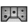 Whirlpool - 36 in. Wide 5 burners Built-In Gas Cooktop with EZ-2-Lift Hinged Cast-Iron Grates - Stainless Steel
