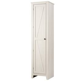 Costway - Linen Tower Bathroom Storage Cabinet Tall Slim Side Organizer w/ Shelf - White