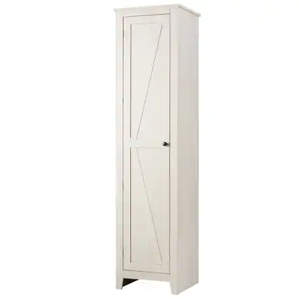 Front. Costway - Costway Linen Tower Bathroom Storage Cabinet Tall Slim Side Organizer w/ Shelf - White.