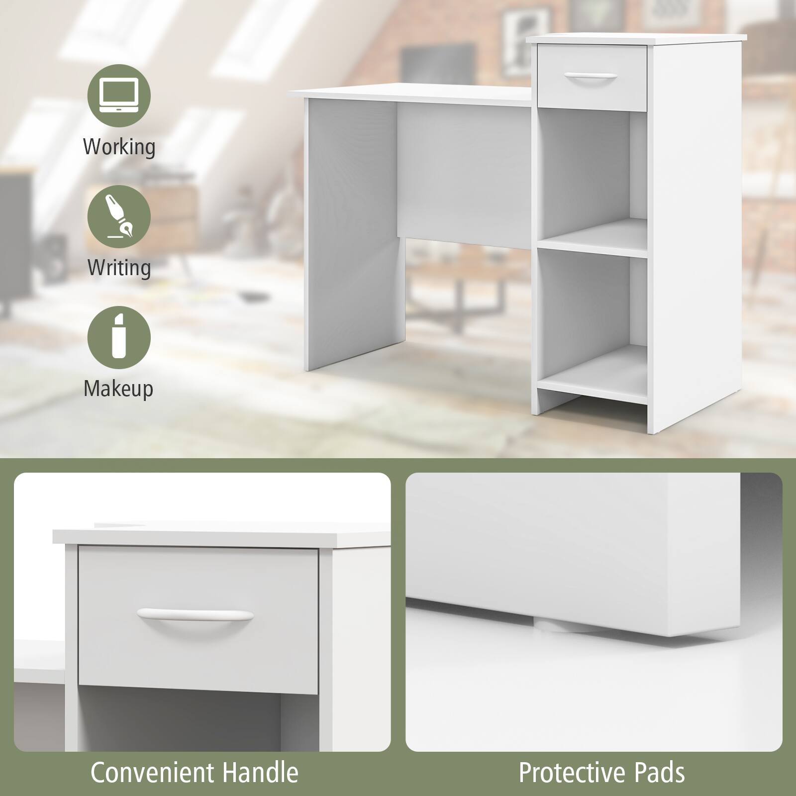 Working, Writing, Makeup, Convenient Handle, Protective Pads