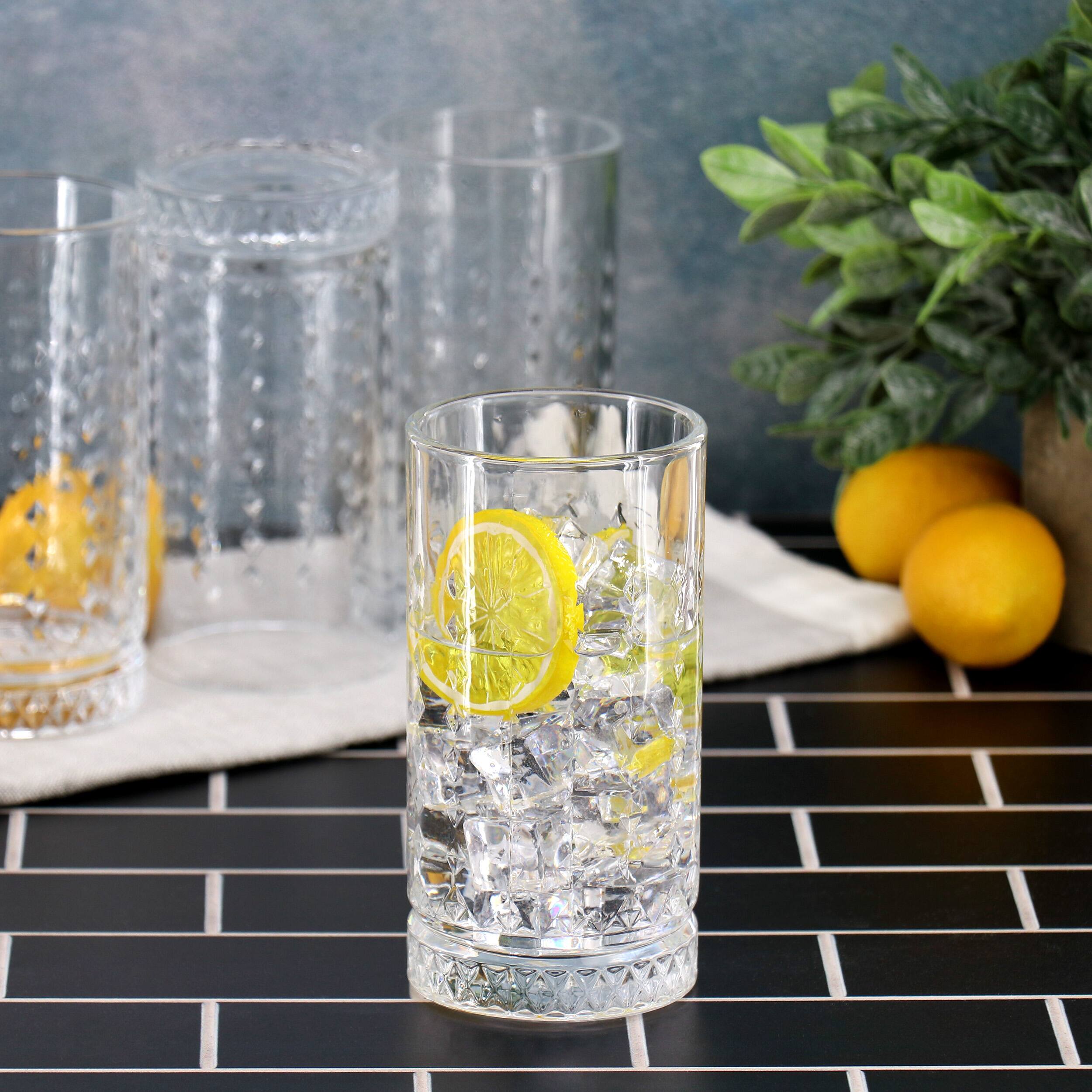 Alt View 4. Gibson - Gibson Home 4 Piece 16 Ounce Teardrop Embossed Glass Tumbler Set - Clear.