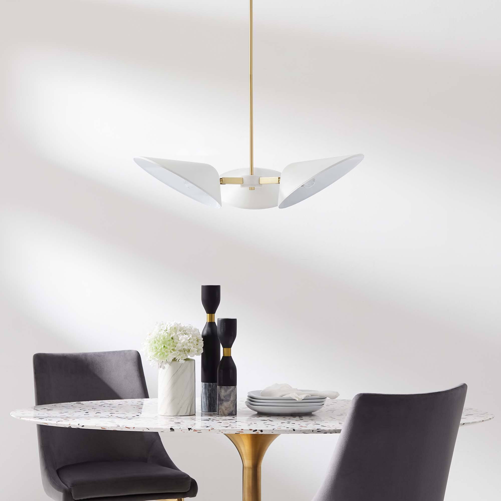 Back. Modway - Journey 3-Light 3" Arm Pendant by Modway - White.