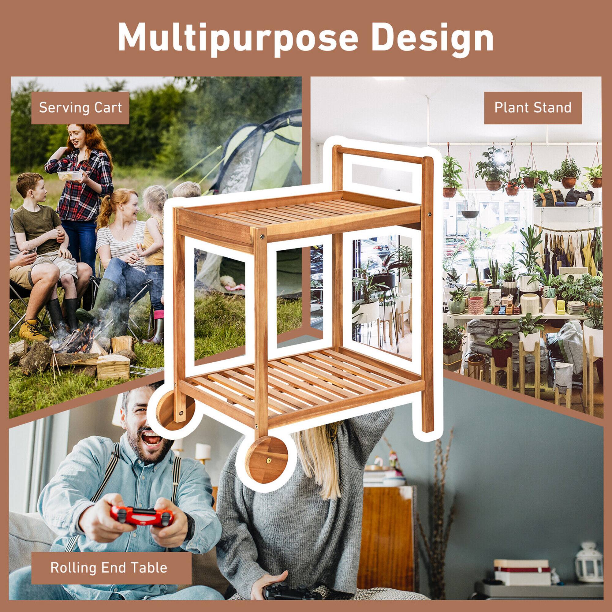 Multipurpose Design

- Serving Cart
- Plant Stand
- Rolling End Table