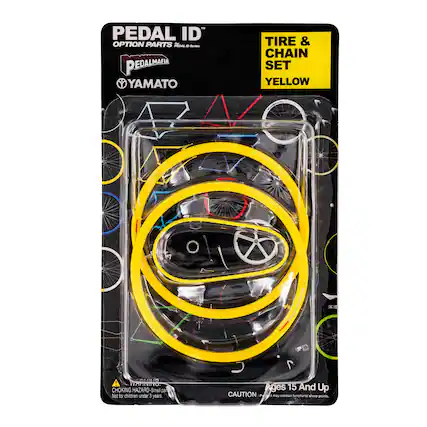 PEDAL ID OPTION PARTS
PEDALMAFIA
YAMATO
TIRE & CHAIN SET
YELLOW
WARNING: CHOKING HAZARD - Small parts. Not for children under 3 years.
CAUTION: May contain functional sharp points.
Ages 15 And Up