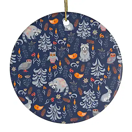 Front. OrnamentallyYou - Autumn Forest Scandinavian Forest Ornament Circle Version - Multi-colored.